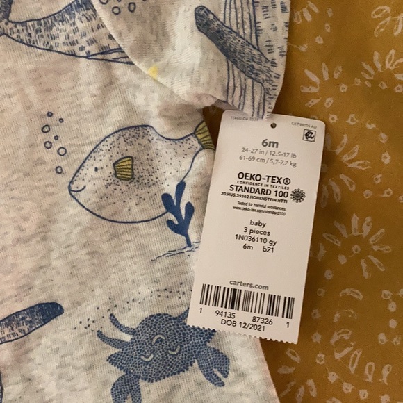 NWT Carter’s 6 Month Baby Ocean Themed Summer Set Onesie T Shirt and Shorts - Picture 3 of 4